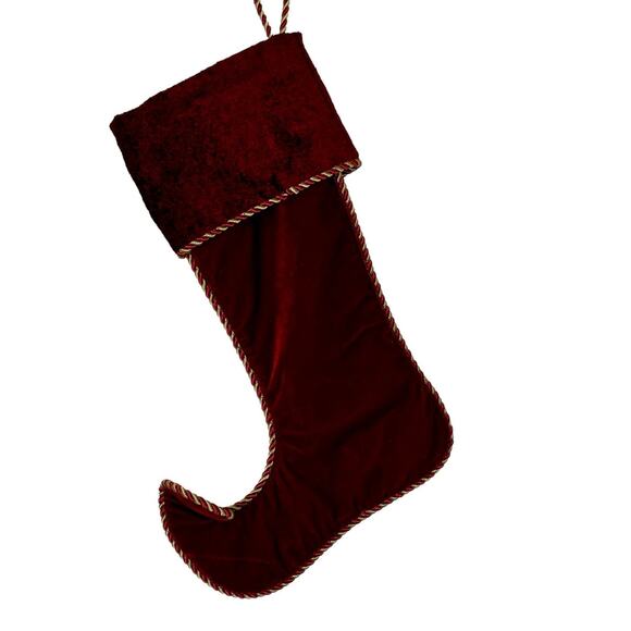 Christmas Holiday Victorian Style Red Gold Textured Rope Trim Stocking Large - Picture 2 of 9